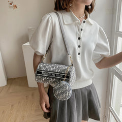 Vintage Women's Shoulder Round Bags Set Crossbody Bag Shopper Wallet Handbags
