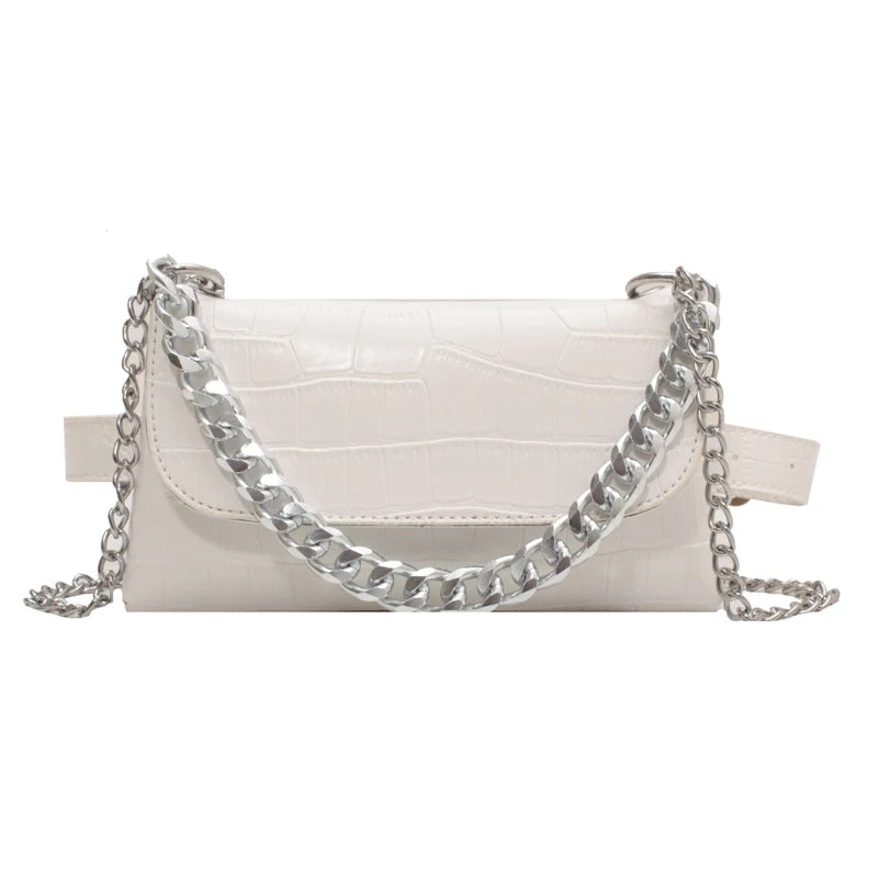 Leather Chain Waist Bag Fanny Pack Women Shoulder Crossbody Chest Bags