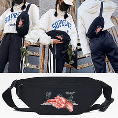 Wings Print Chest Pack Waist Bag Outdoor Gym Belt Bag