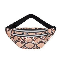 Snakeskin Waist Bag Fanny Pack Running Belt Pouch PU Chest Bag