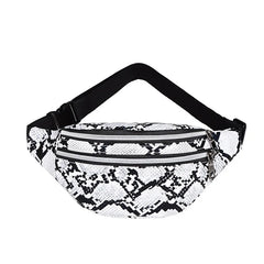 Snakeskin Waist Bag Fanny Pack Running Belt Pouch PU Chest Bag