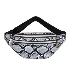 Snakeskin Waist Bag Fanny Pack Running Belt Pouch PU Chest Bag