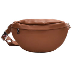 Waist Bag PU Leather Metal Button Chain Saddle Bag Fanny Pack Bananka Women