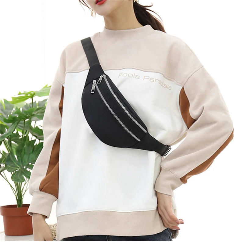 Waist Bag Women Oxford Lady Pocket Money Belly Bag
