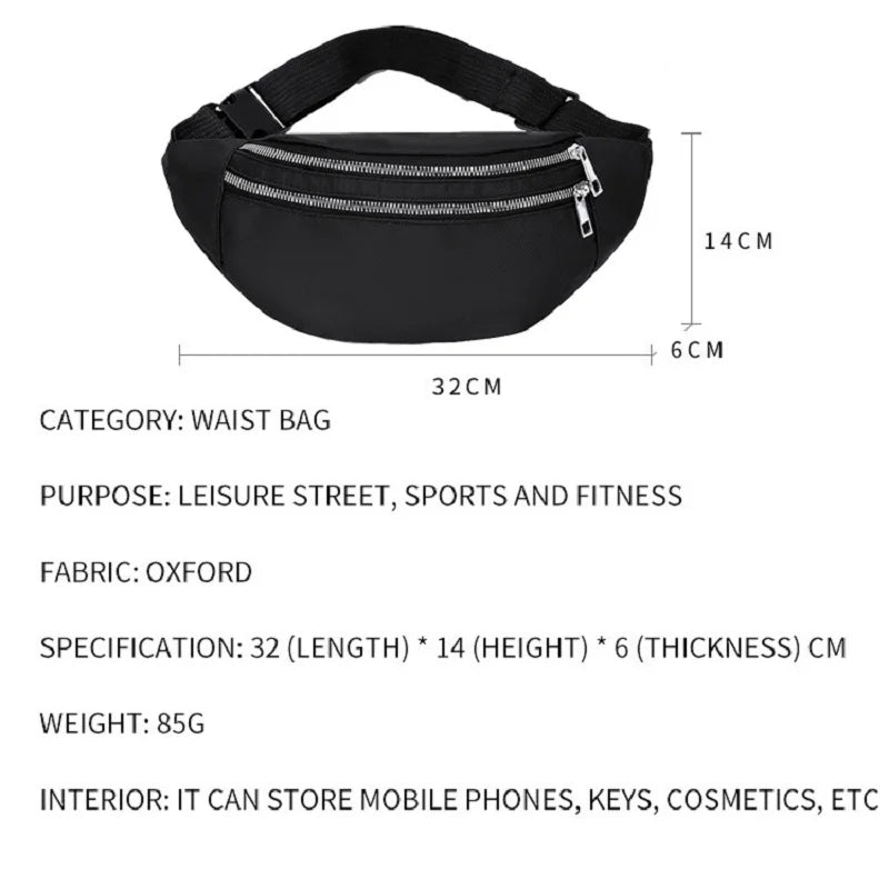 Waist Bag Women's Shoulder Bag Lightweight Oxford Cloth