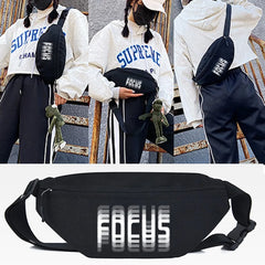 Fuzzy Letters Print Chest Bag Unisex Hip Hop Street Shoulder Bag