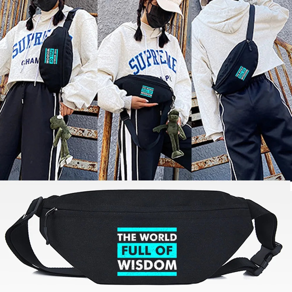 Yellow Letters Print Waist Bag for Women