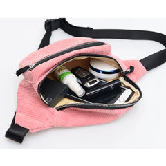 Waist Fanny Pack Women Belt Zipper Bag Chest Purse Brown Pink