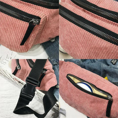 Waist Fanny Pack Women Belt Zipper Bag Chest Purse Brown Pink