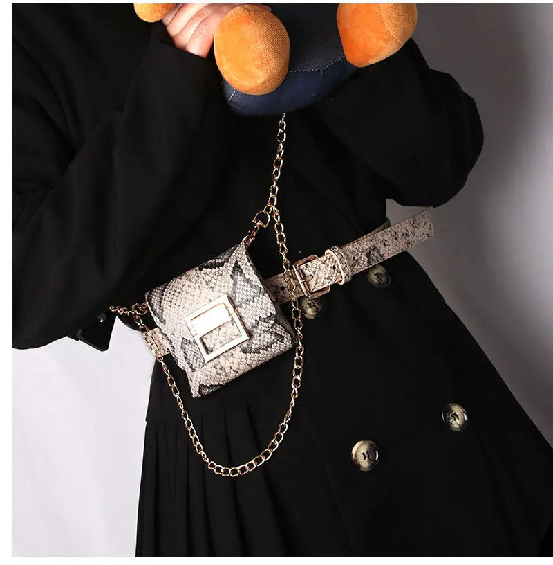 Women's Fanny Pack Waist Bag Chain Phone Bags for Lady Belt Pack