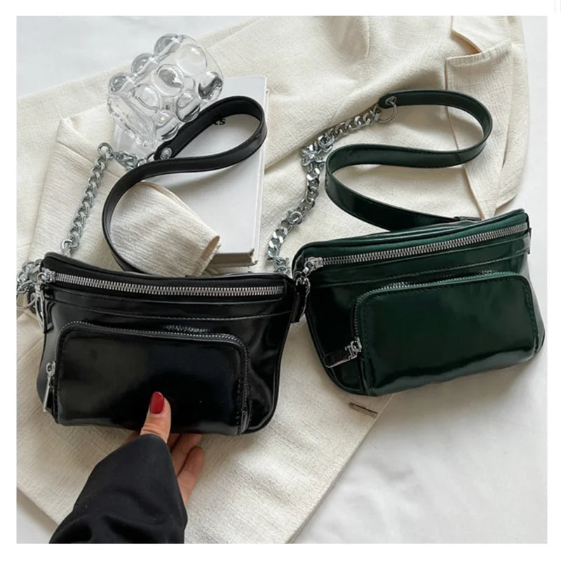 Chain Waist Chest Bag Phone Pack Women Crossbody Waist Belt Bags