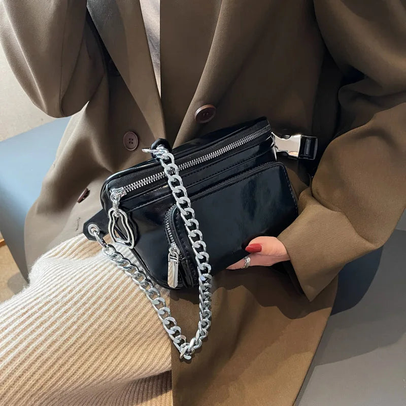 Chain Waist Chest Bag Phone Pack Women Crossbody Waist Belt Bags