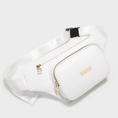 Women Solid Chest Bag Multi-functional Waist Bag PU Leather Casual
