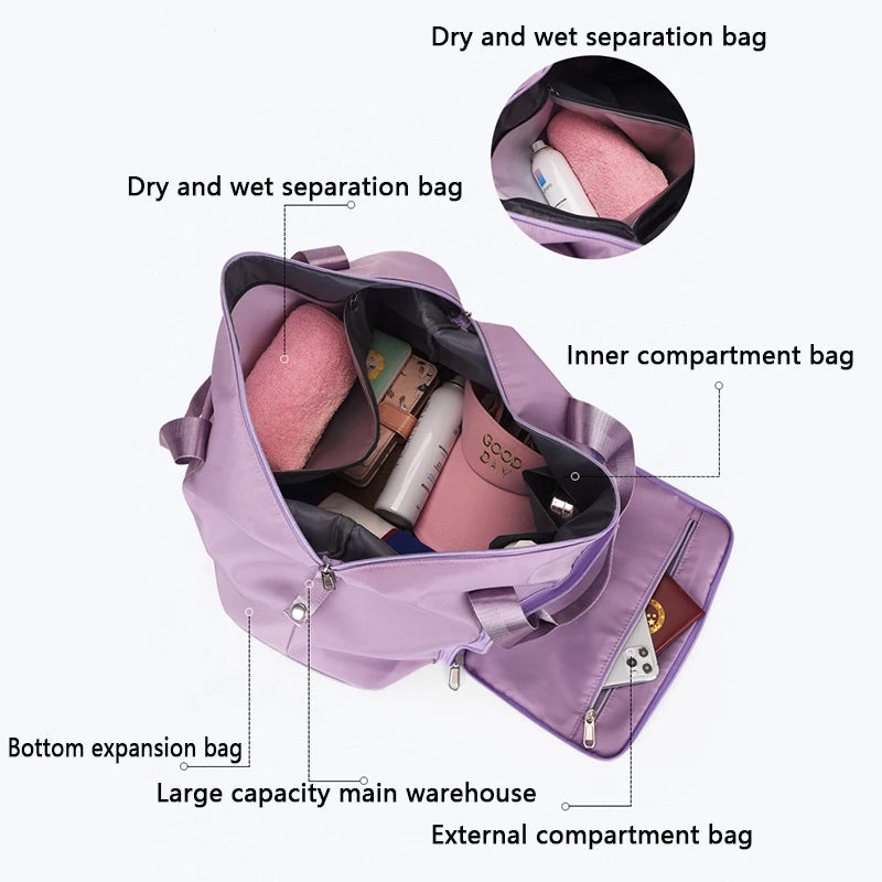 Waterproof Travel Bags Nylon Cloth Canvas Shoulder Bag Weekend Bag