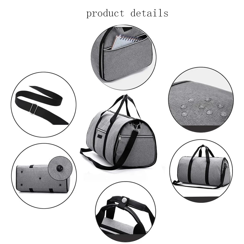 Men's Waterproof Fitness Travel Bag 2-in-1 Multifunctional