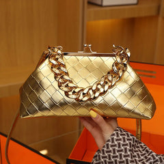 Weave PU Leather Crossbody Bags Thick Chain Women's Handbags