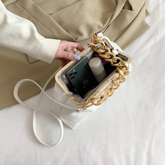 Weave PU Leather Crossbody Bags Thick Chain Women's Handbags