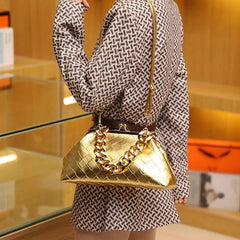 Weave PU Leather Crossbody Bags Thick Chain Women's Handbags