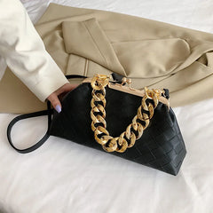 Weave PU Leather Crossbody Bags Thick Chain Women's Handbags