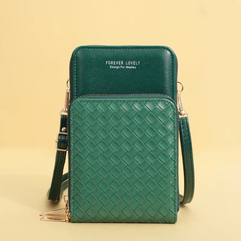 Weave Pattern Crossbody Bag for Women PU Leather Shoulder Messenger