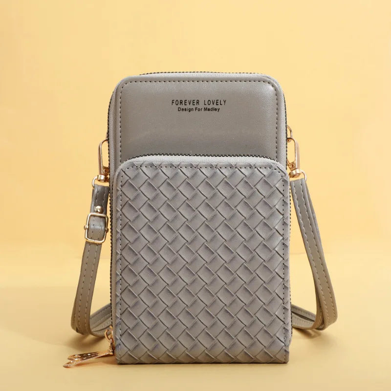 Weave Pattern Crossbody Bag for Women PU Leather Shoulder Messenger