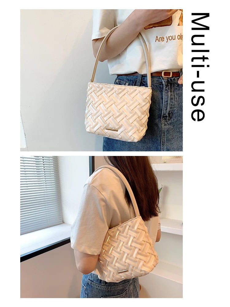 Quilted Shoulder Bags for Women Underarm Tote Handbag
