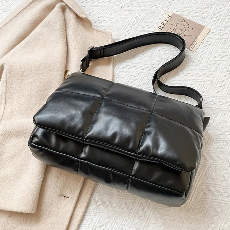 Women Quilted Crossbody Bag Soft Fluffy Space Pad Shoulder Bag