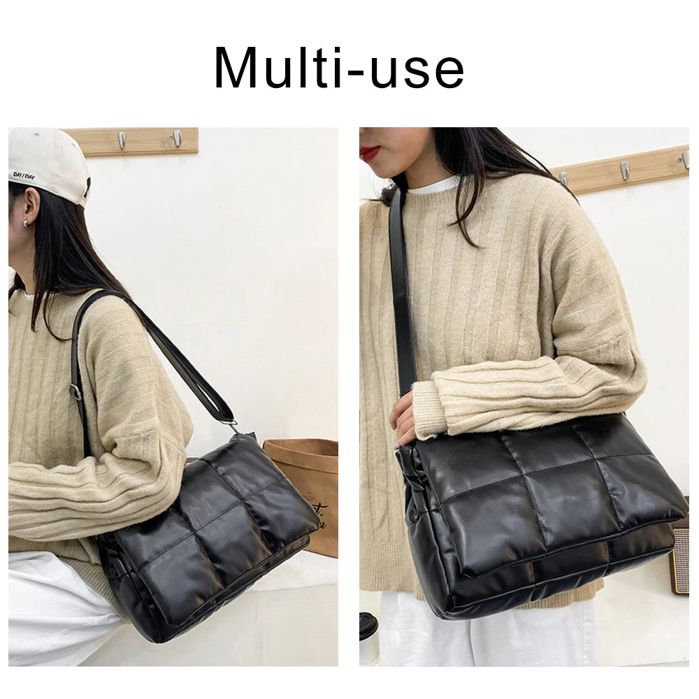 Women Quilted Crossbody Bag Soft Fluffy Space Pad Shoulder Bag