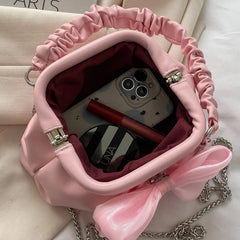 Pleated Bow Evening Party Crossbody Bag for Women