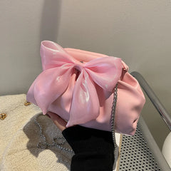 Pleated Bow Evening Party Crossbody Bag for Women