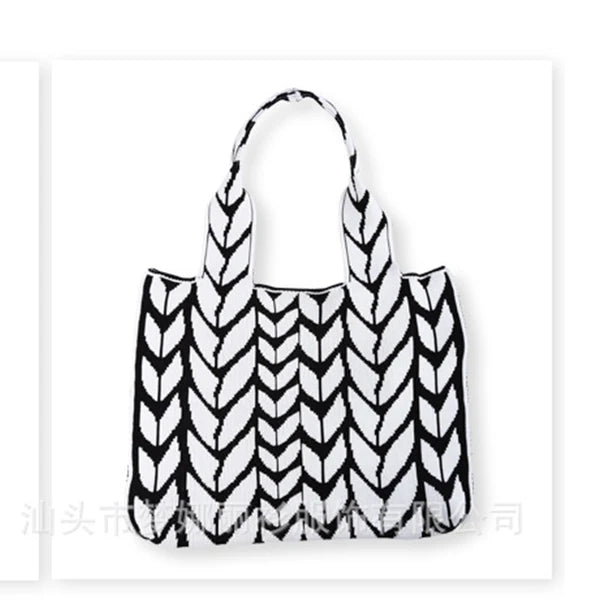 Wheat Ears Knitting Women Shoulder Bag Crochet Handbag High Big Tote Shopper Bag