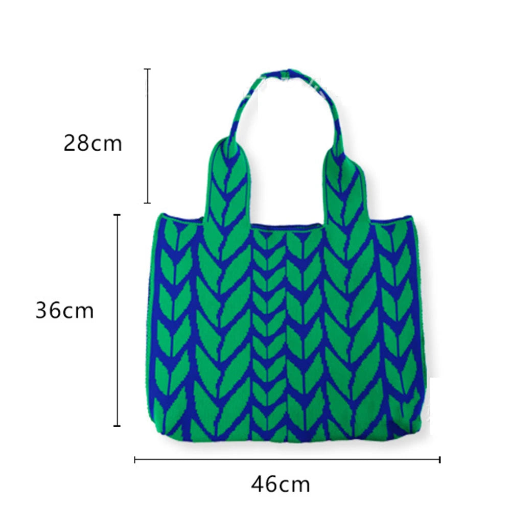 Wheat Ears Knitting Women Shoulder Bag Crochet Handbag High Big Tote Shopper Bag
