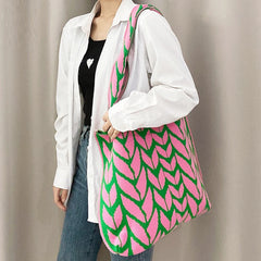 Wheat Ears Knitting Women Shoulder Bag Crochet Handbag High Big Tote Shopper Bag