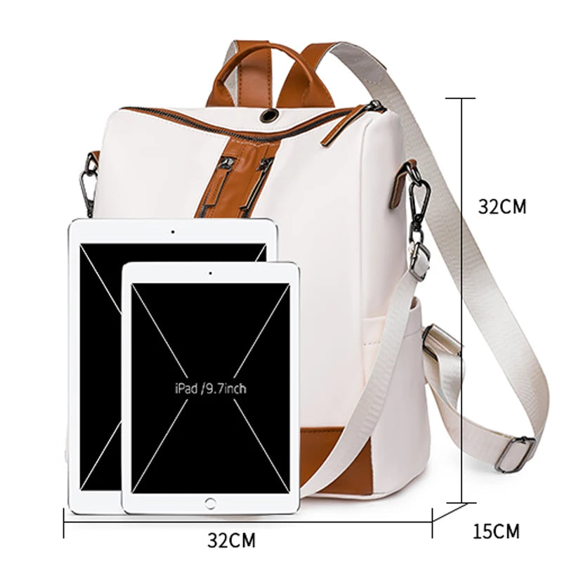 Soft Leather Schoolbag Large Capacity Backpack