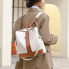 Soft Leather Schoolbag Large Capacity Backpack