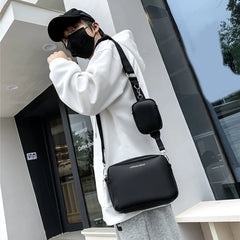 Wide Strap Crossbody Bags PU Leather Small Messenger Travel Handbags