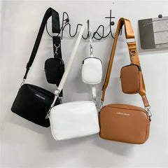 Wide Strap Crossbody Bags PU Leather Small Messenger Travel Handbags