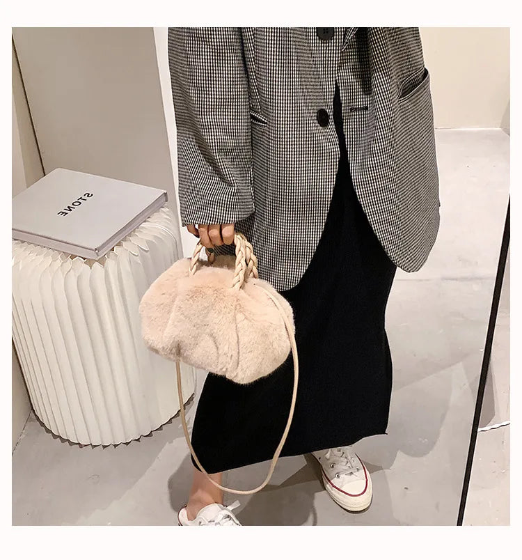 Winter Faux Fur Bags Women Fluffy Plush Cloud Female Shoulder Wallets