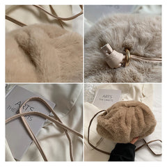 Winter Faux Fur Bags Women Fluffy Plush Cloud Female Shoulder Wallets
