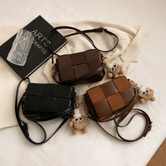 Winter Leather Square Bags Tote Plush Shoulder Crossbody Purse Handbags