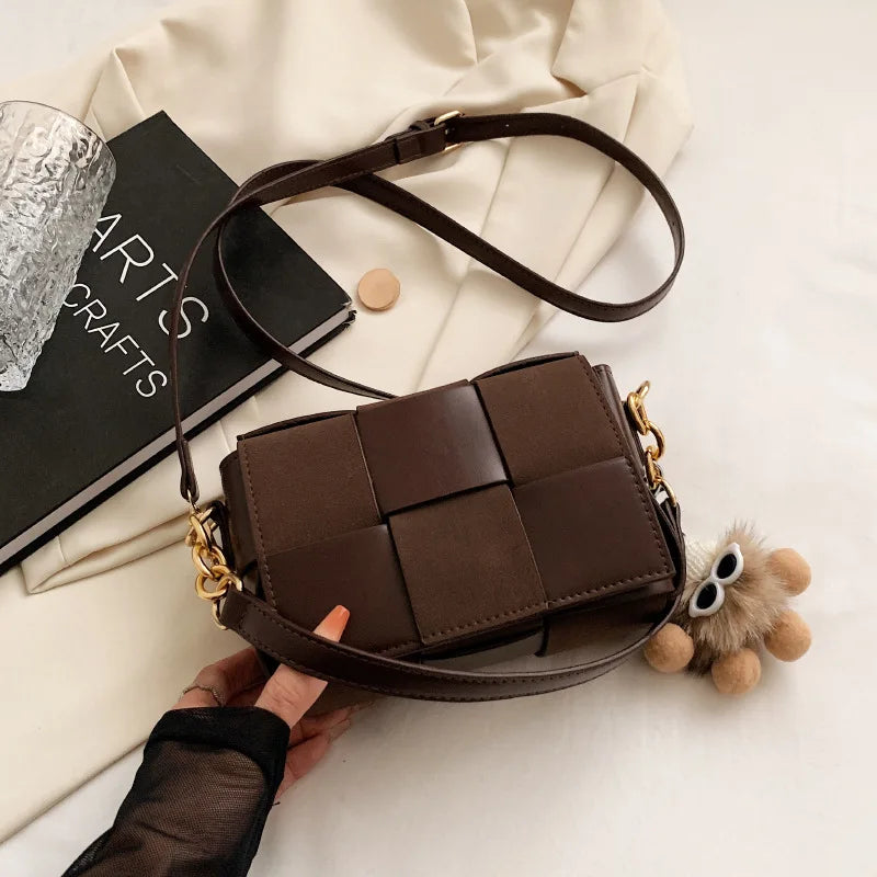 Winter Leather Square Bags Tote Plush Shoulder Crossbody Purse Handbags