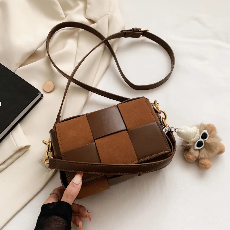 Winter Leather Square Bags Tote Plush Shoulder Crossbody Purse Handbags