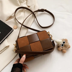 Winter Leather Square Bags Tote Plush Shoulder Crossbody Purse Handbags
