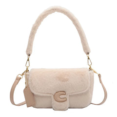 Winter Plush Bags for Women Purple Shoulder Crossbody Bags