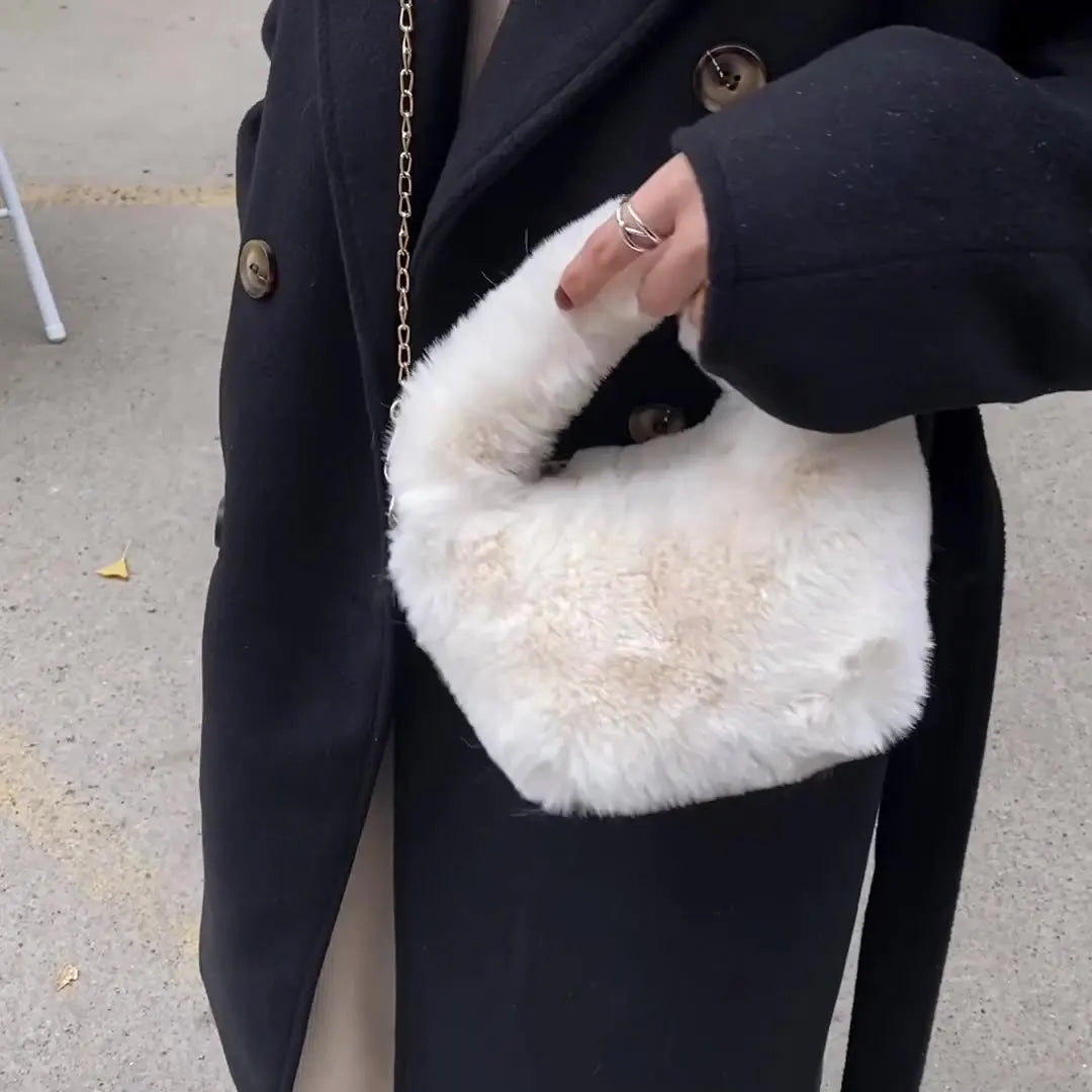 Winter Women Bucket Bag Faux Fur Ladies Small Casual Tote Shoulder Bags