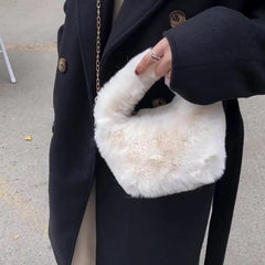 Winter Women Bucket Bag Faux Fur Ladies Small Casual Tote Shoulder Bags
