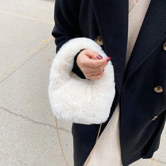 Winter Women Bucket Bag Faux Fur Ladies Small Casual Tote Shoulder Bags