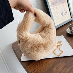 Winter Women Bucket Bag Faux Fur Ladies Small Casual Tote Shoulder Bags
