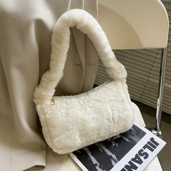 Winter Women Shoulder Bags Plush Hobos Clutch Handbag Soft Fluffy Totes