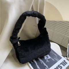 Winter Women Shoulder Bags Plush Hobos Clutch Handbag Soft Fluffy Totes